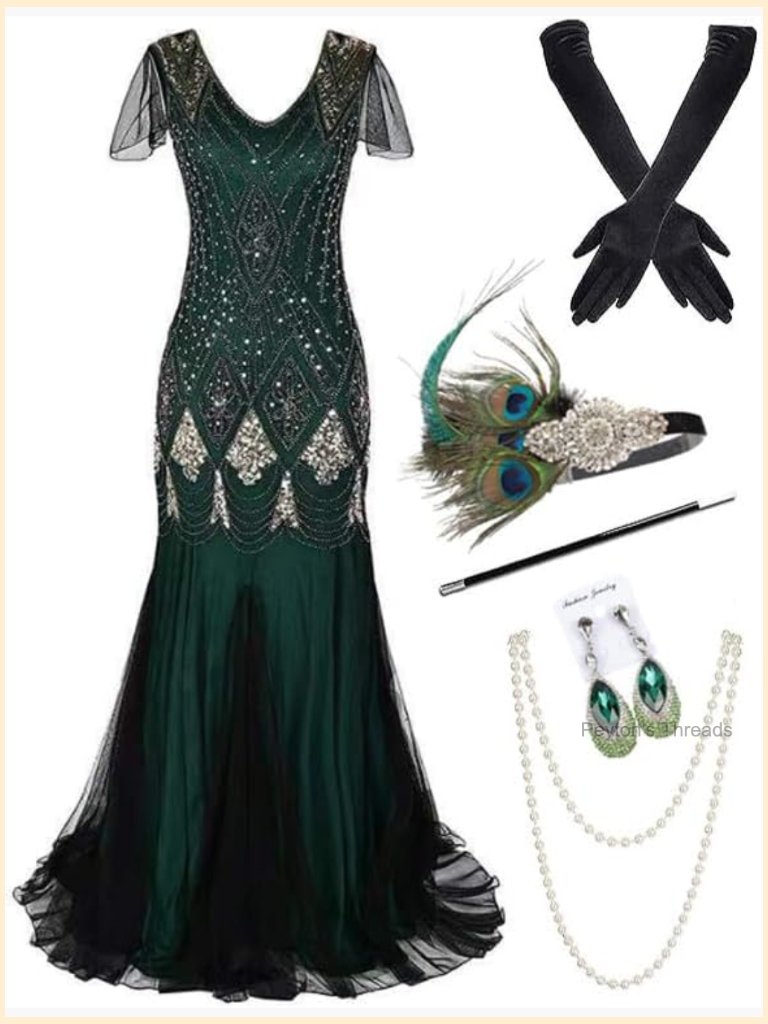 Plus Size 1920s Vintage Fringed Gatsby Sequin Tassels Flapper Party Cocktail